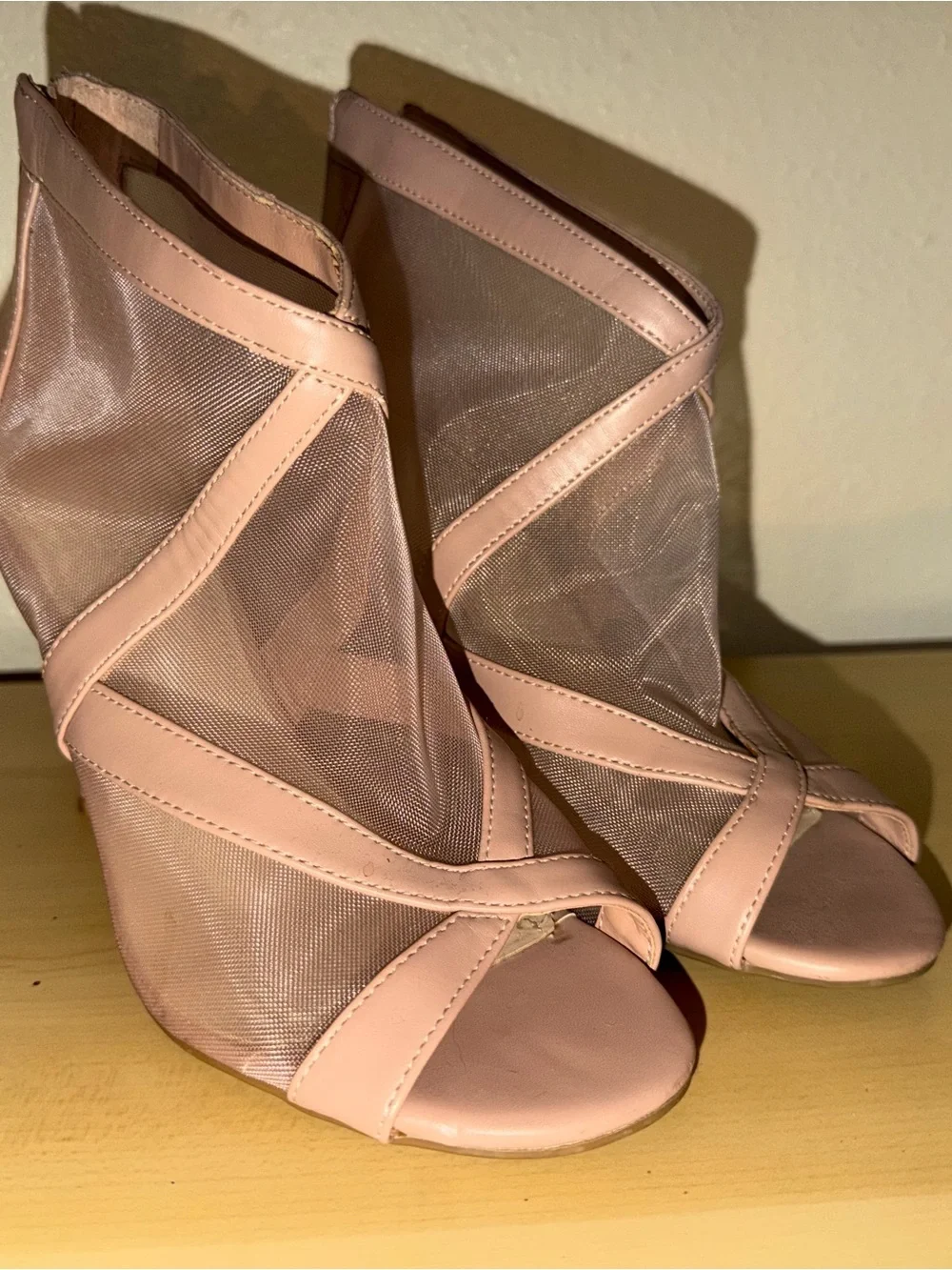Women's Nude Mesh Wedge heels.